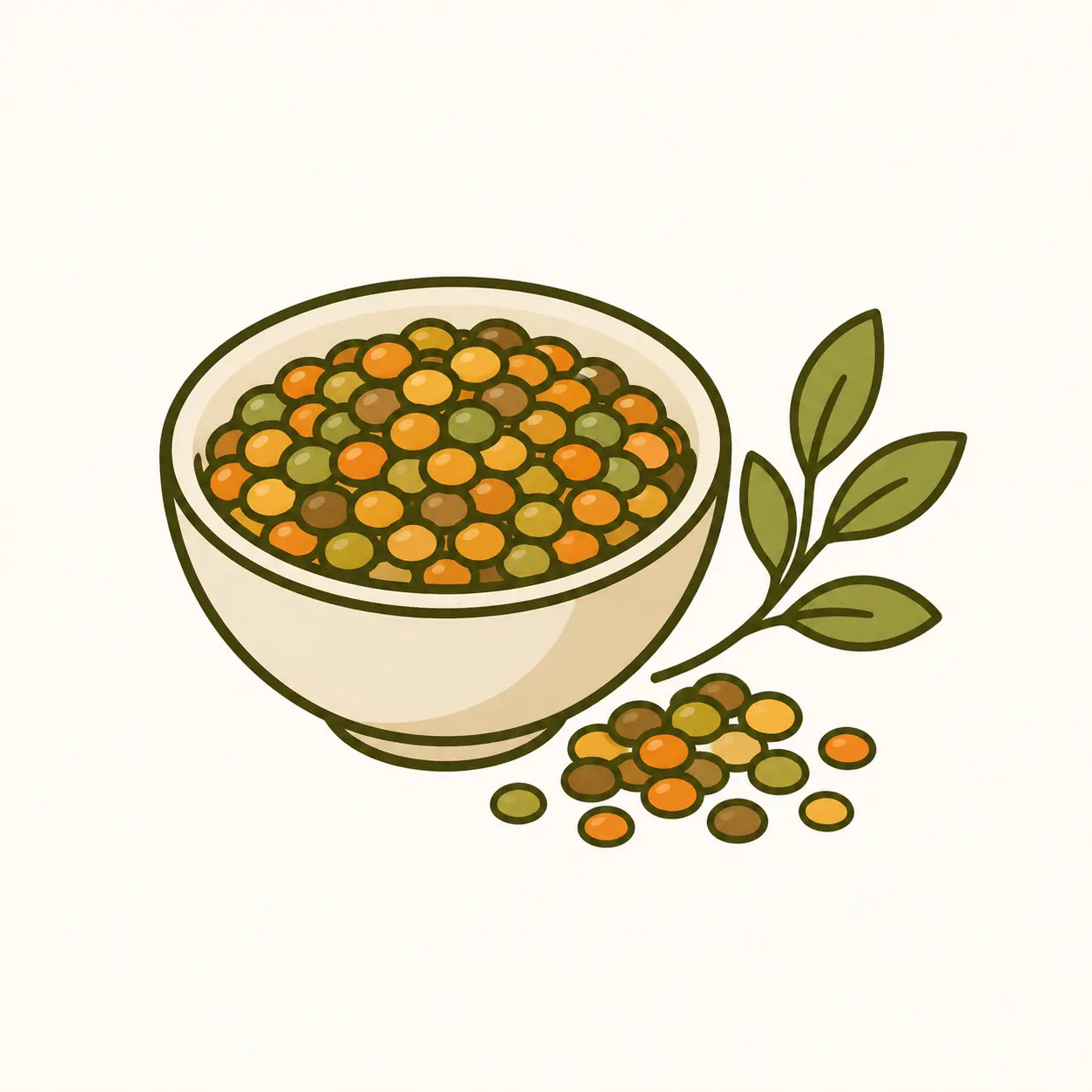 Minimalist icon representing lentils and legumes